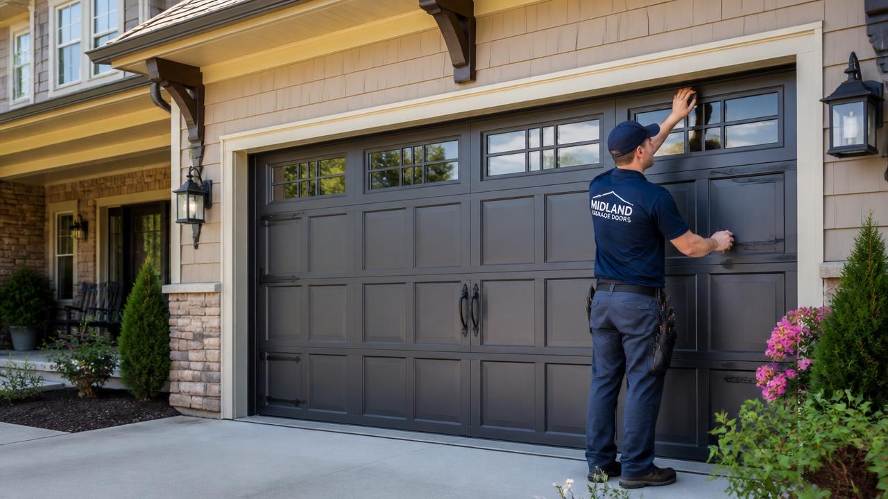 New residential garage door installation completed by Midland Garage Door Repair in Midland, NC